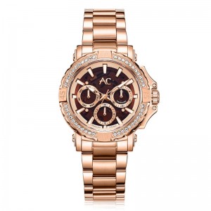 Alexandre Christie AC 9205 Rosegold Brown Diamond Ring Lady BFBRGBODR